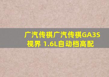 广汽传祺广汽传祺GA3S视界 1.6L自动档高配